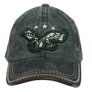 American Eagle Men Women Stone Washed Cotton Hat Baseball Cap Dark Green